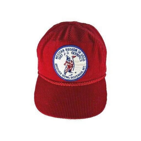 Other - VTG 1987 Western Region of USSA Junior Olympics MT Hat Corduroy Red Cap Hat